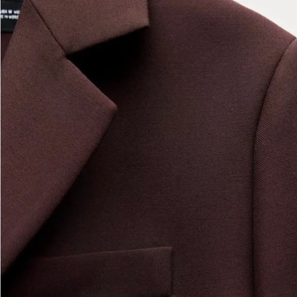 NWT Zara Pocket Blazer Eggplant Women Large - Picture 5 of 9